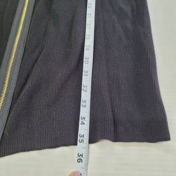 Calvin Klein Dress Womens L‎ Black Zipper Front Sweater 3/4 Sleeve Sheath Knit - Picture 12 of 14